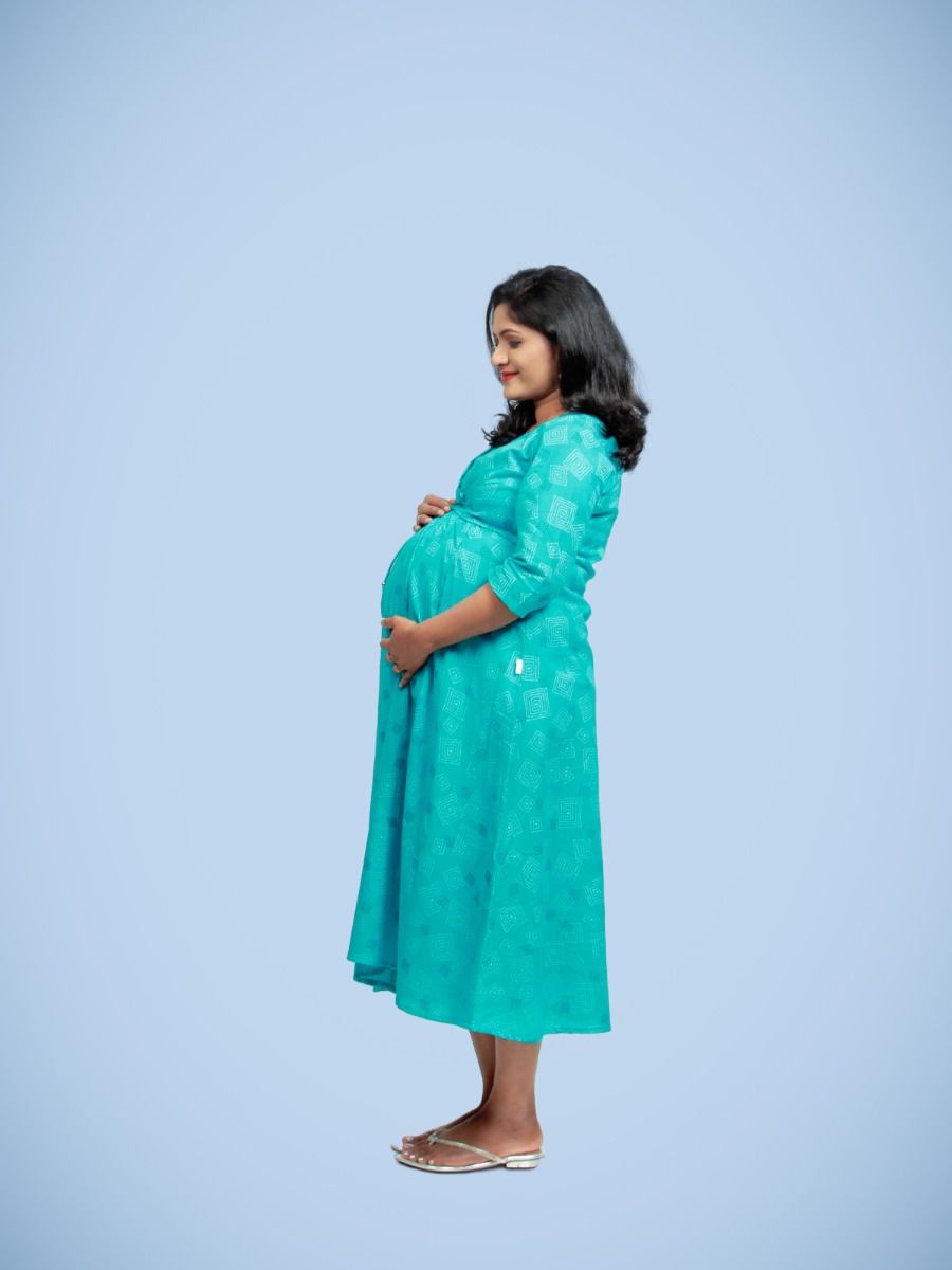 Maternity Midi Dress-Rithu Blue