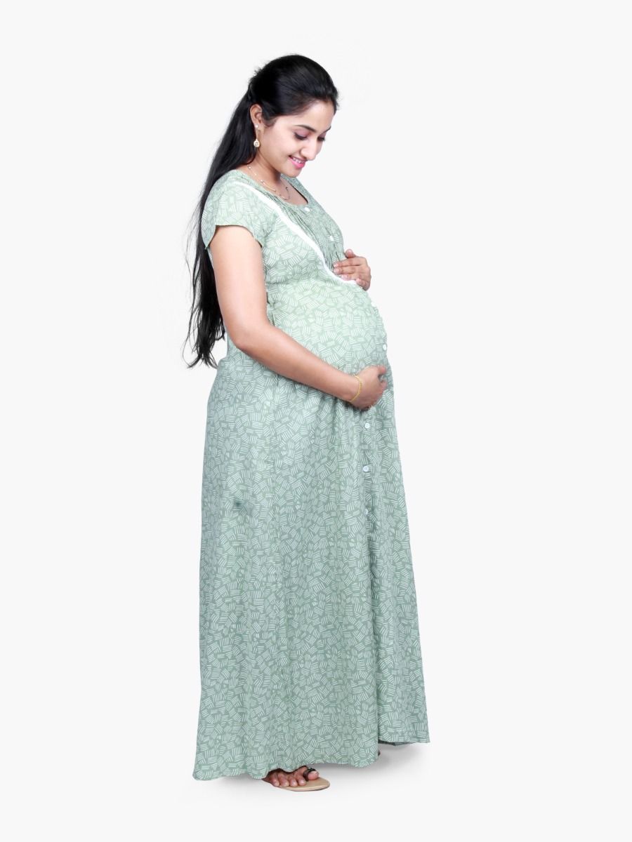 Maternity Nightie with FREE MASK ALAMEA PALE GREEN