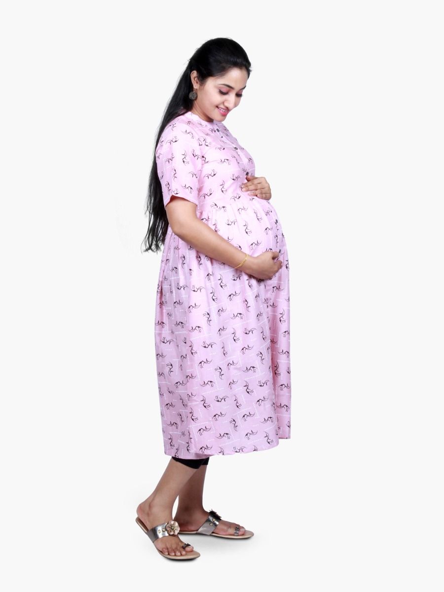 Maternity Midi Dress with FREE MASK (NAIROBI ONION PINK)