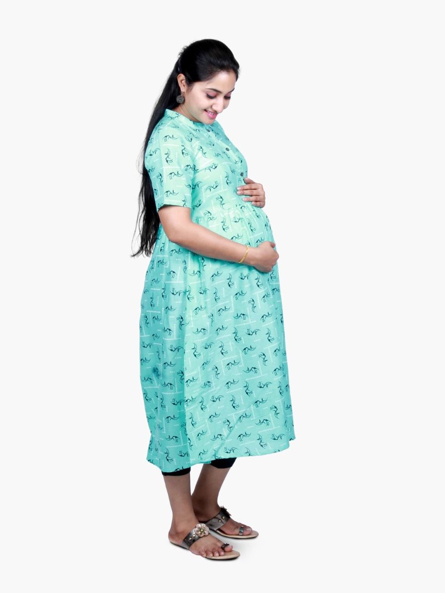 Maternity Midi Dress with FREE MASK (NAIROBI AQUA BLUE)