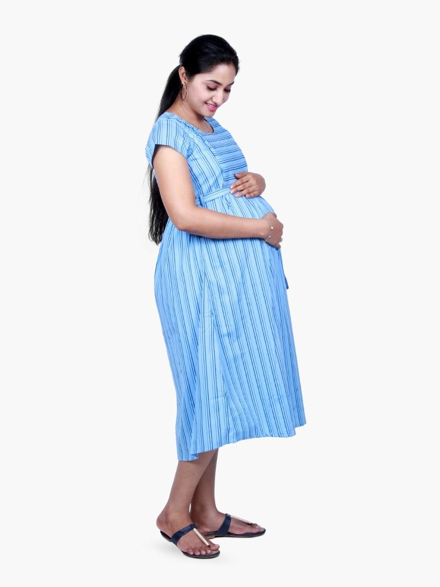 Maternity Midi Dress with FREE MASK (LINES)