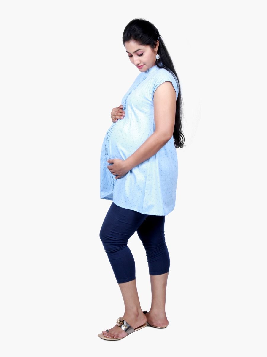 Maternity top with FREE MASK (NORA BLUE)