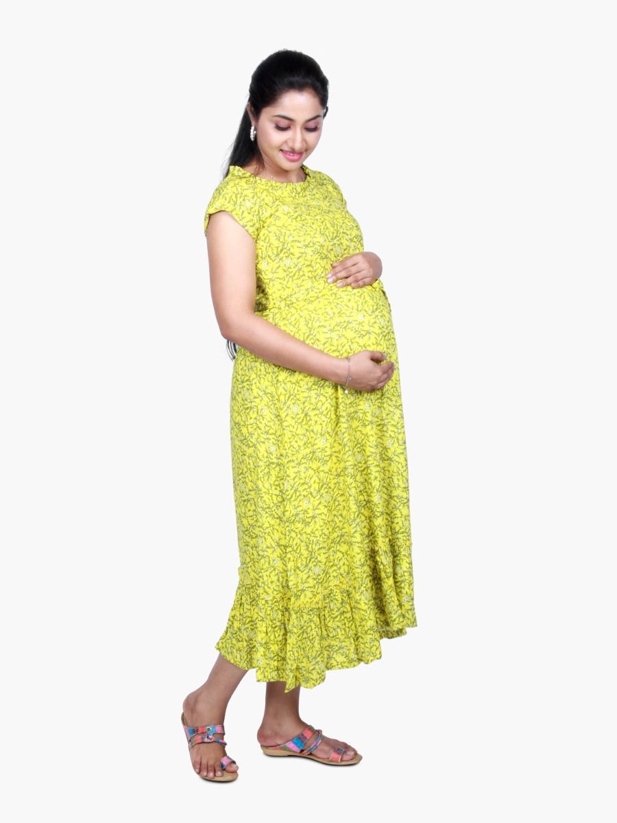 Maternity Nightie Short with FREE MASK (FABIA YELLOW)
