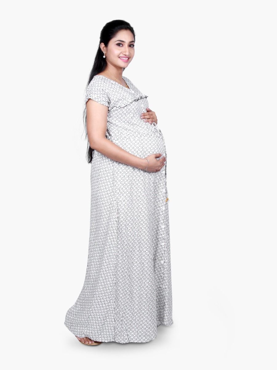 Maternity Nightie with FREE MASK (BERIN BLACK DOTS)