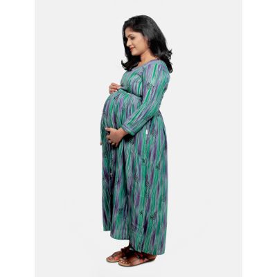 Maternity & Nursing Short dress-Isla Green
