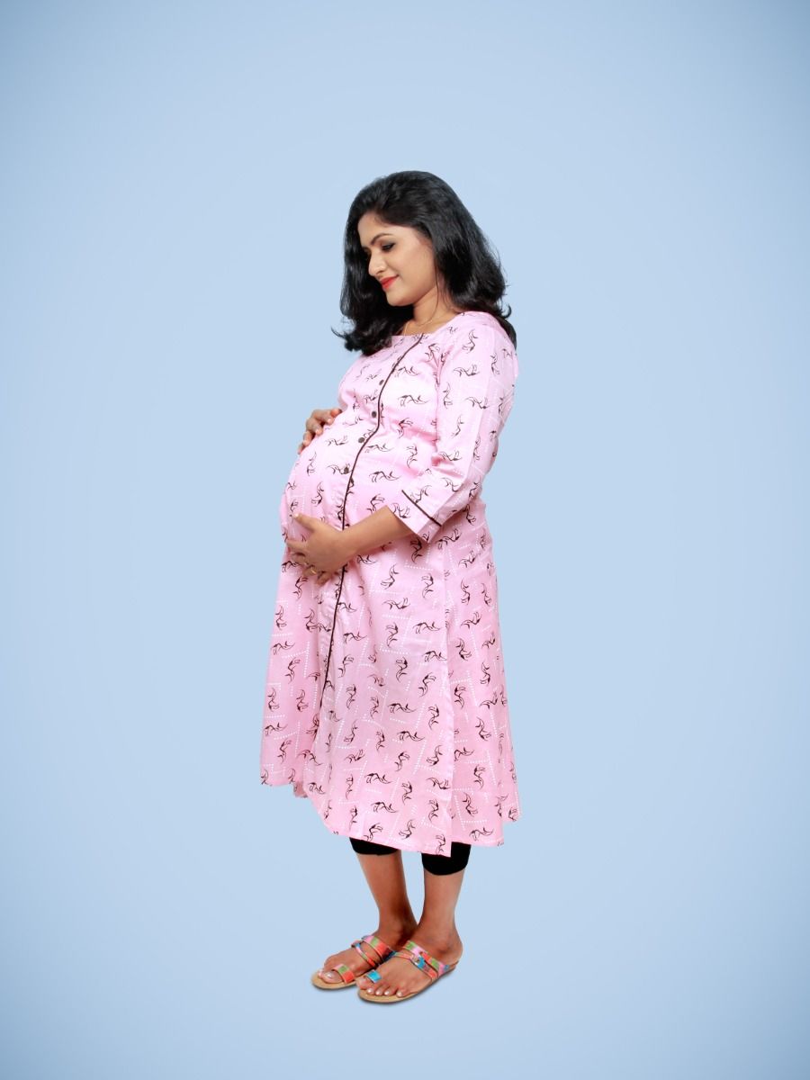 Nursing Kurta with FREE MASK -Sikha Pink