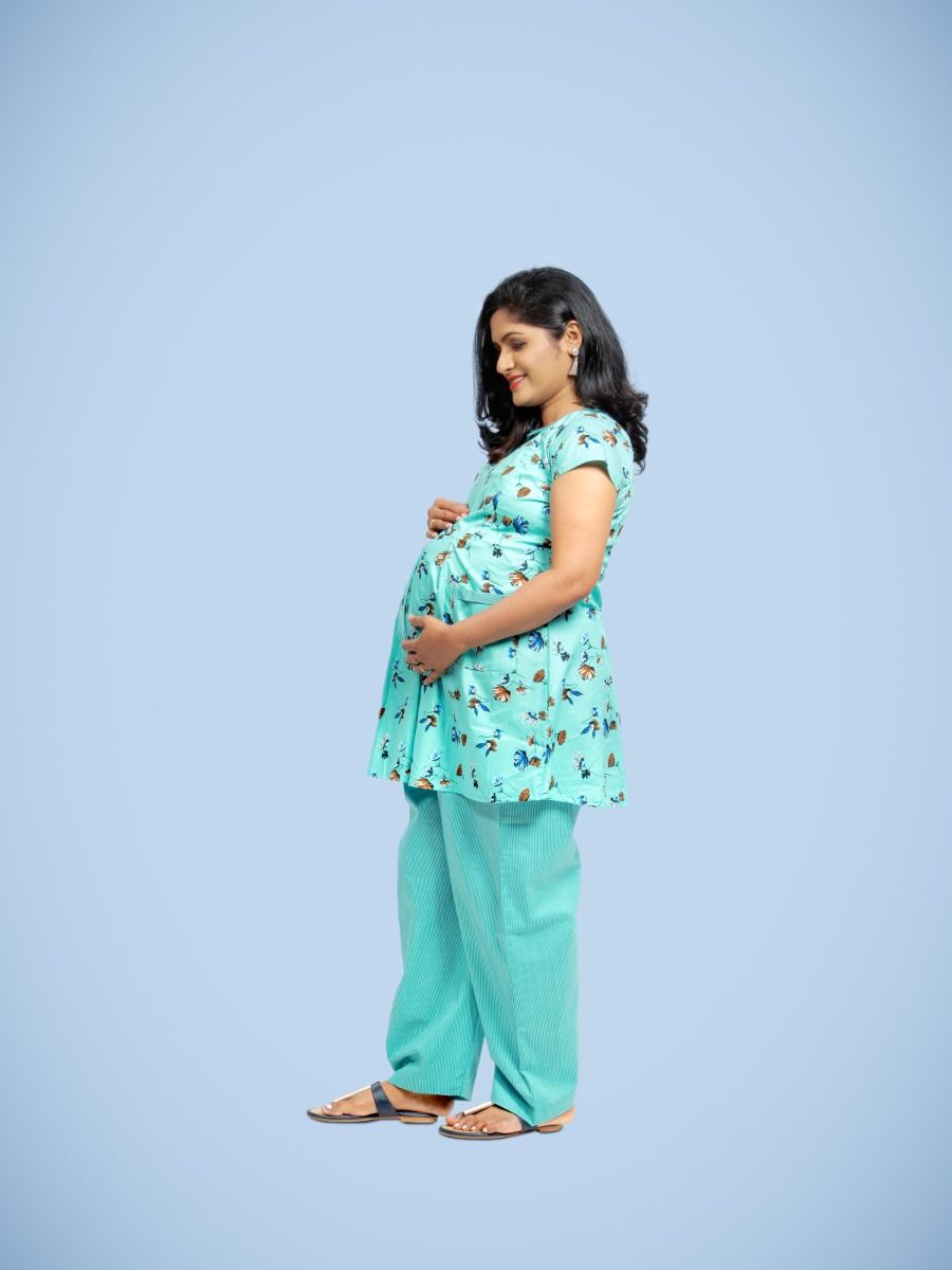 Nursing Pyjama Suits-Zoya Blue