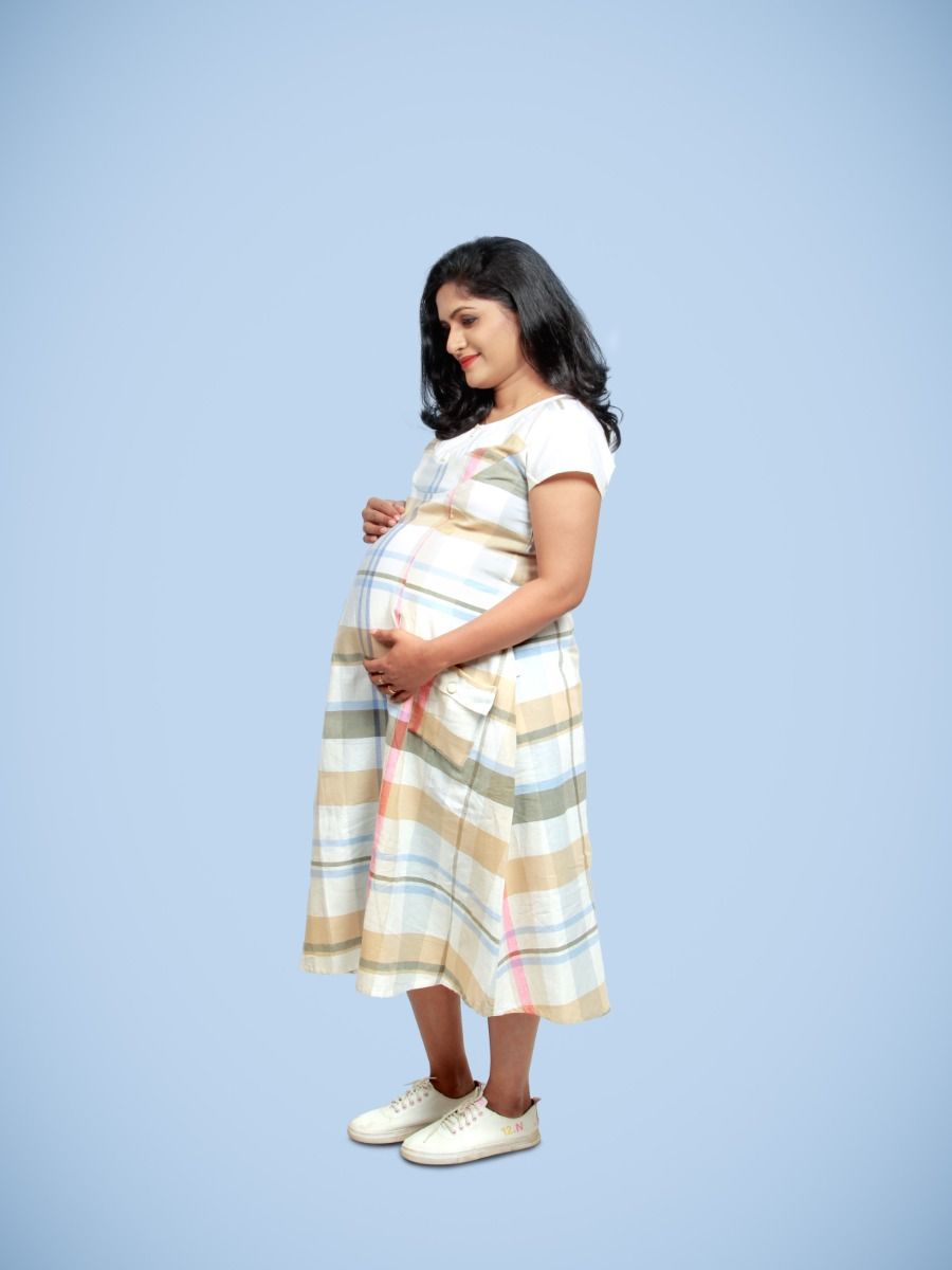 Maternity Midi Dress- Dyla checks