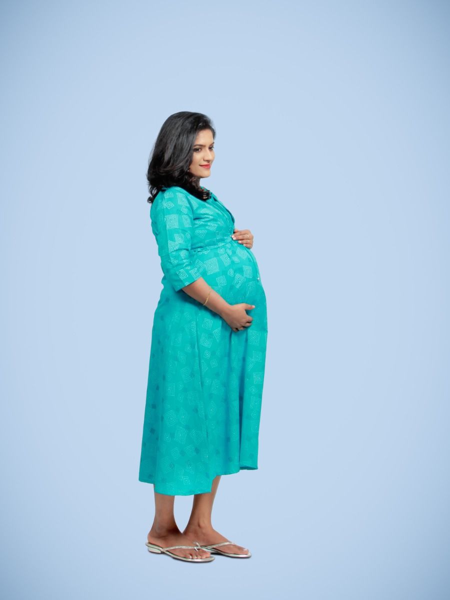 Maternity Midi Dress-Rithu Blue