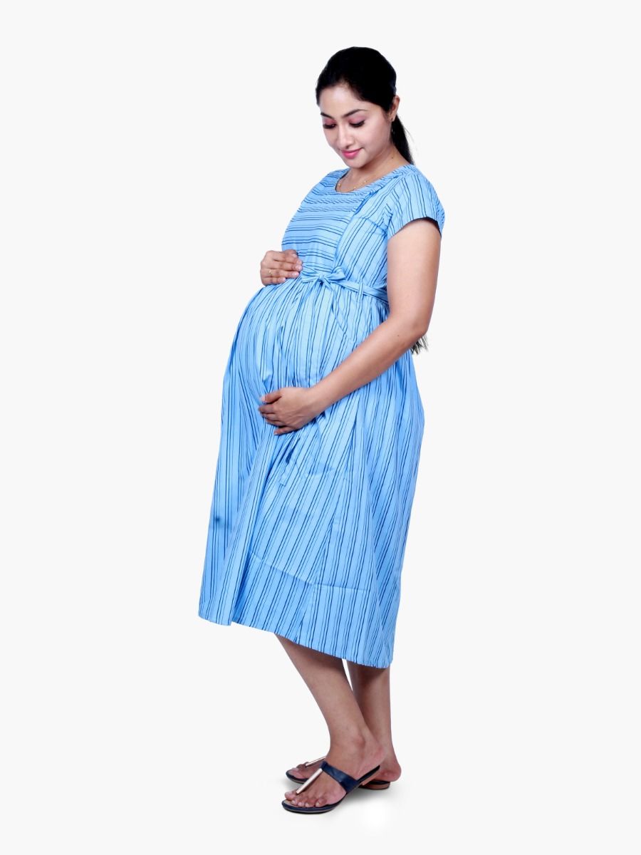 Maternity Midi Dress with FREE MASK (LINES)