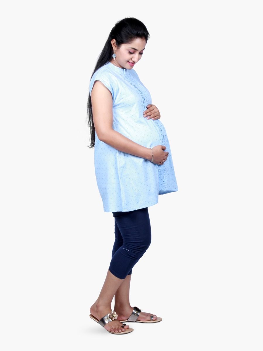 Maternity top with FREE MASK (NORA BLUE)