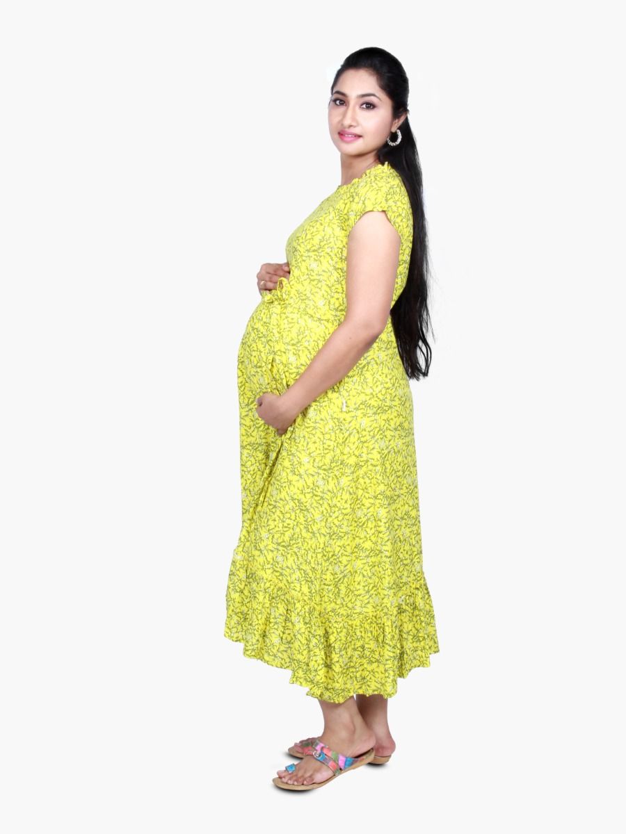 Maternity Nightie Short with FREE MASK (FABIA YELLOW)