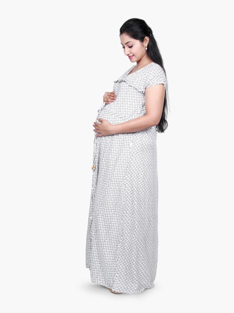 Maternity Nightie with FREE MASK (BERIN BLACK DOTS)