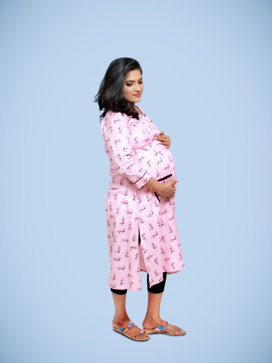 Nursing Kurta with FREE MASK -Sikha Pink