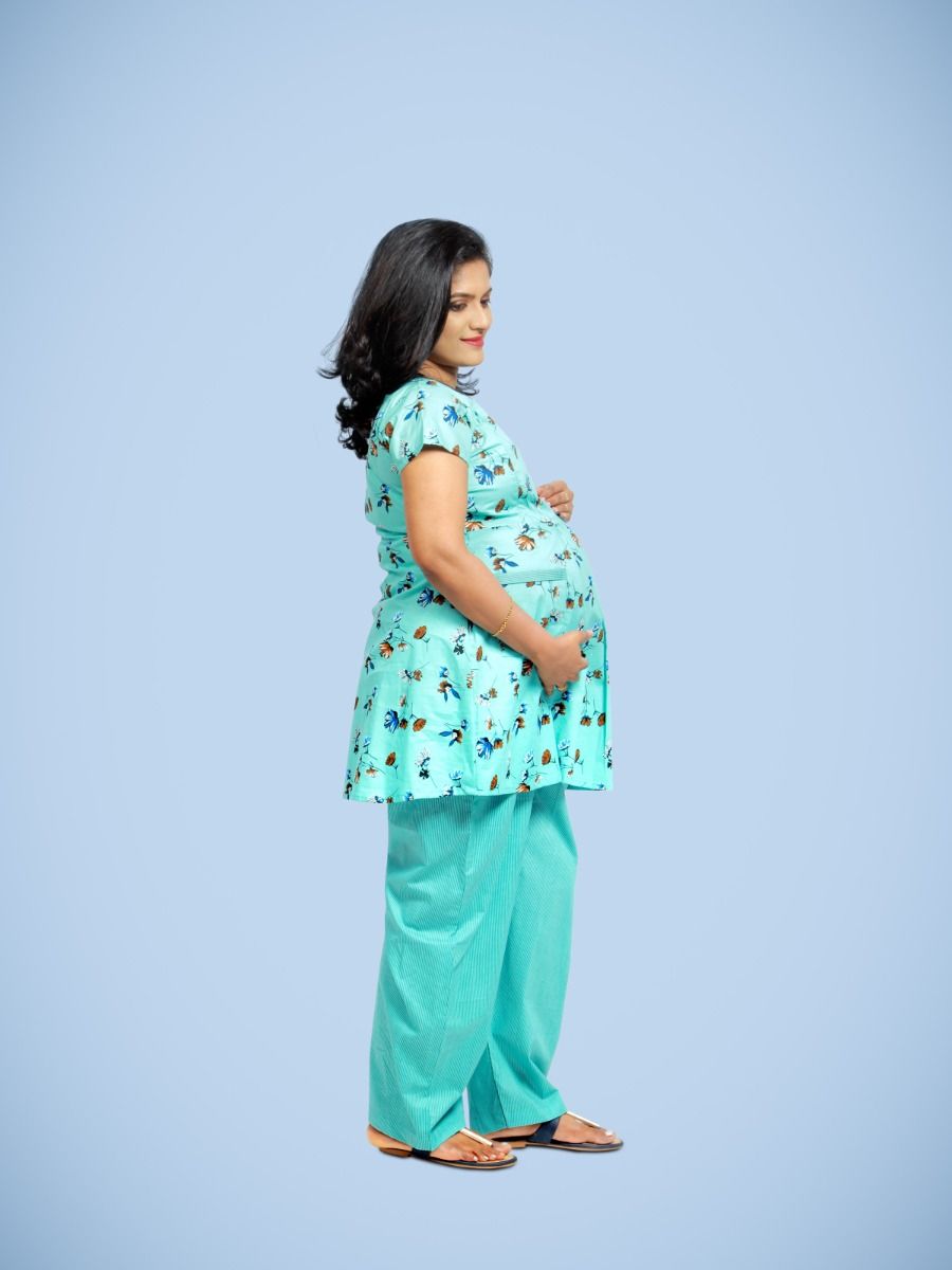 Nursing Pyjama Suits-Zoya Blue