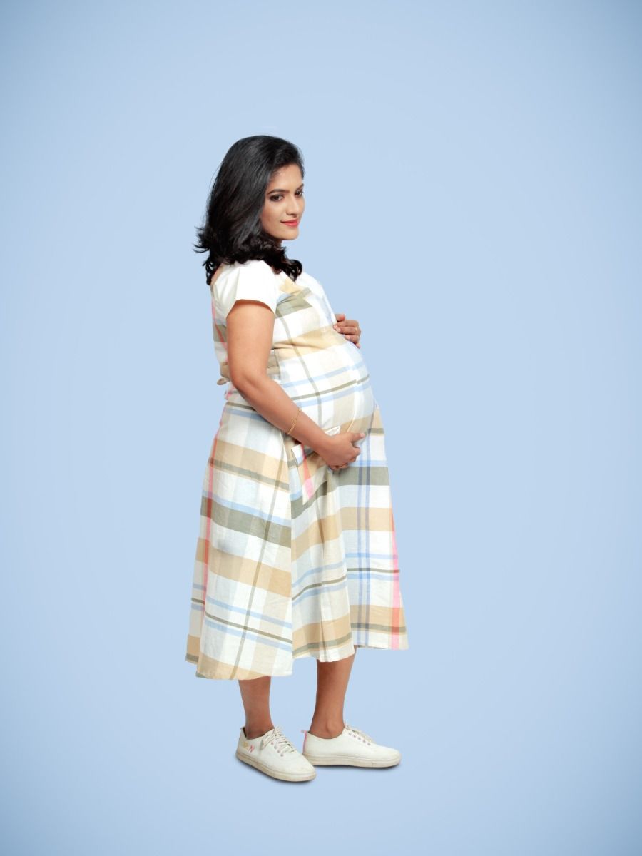 Maternity Midi Dress- Dyla checks