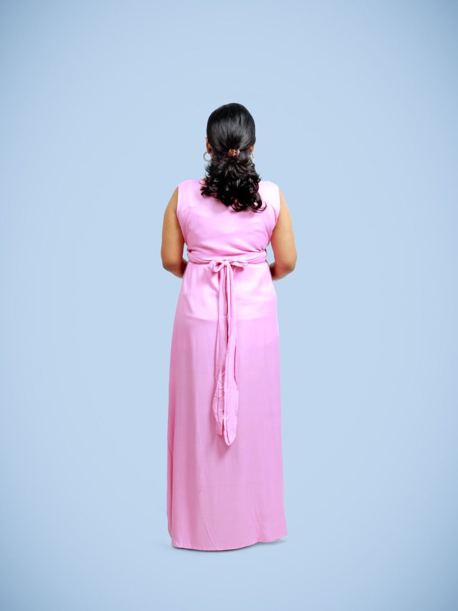 Maternity Sleeveless Full Gown-Shami Pink