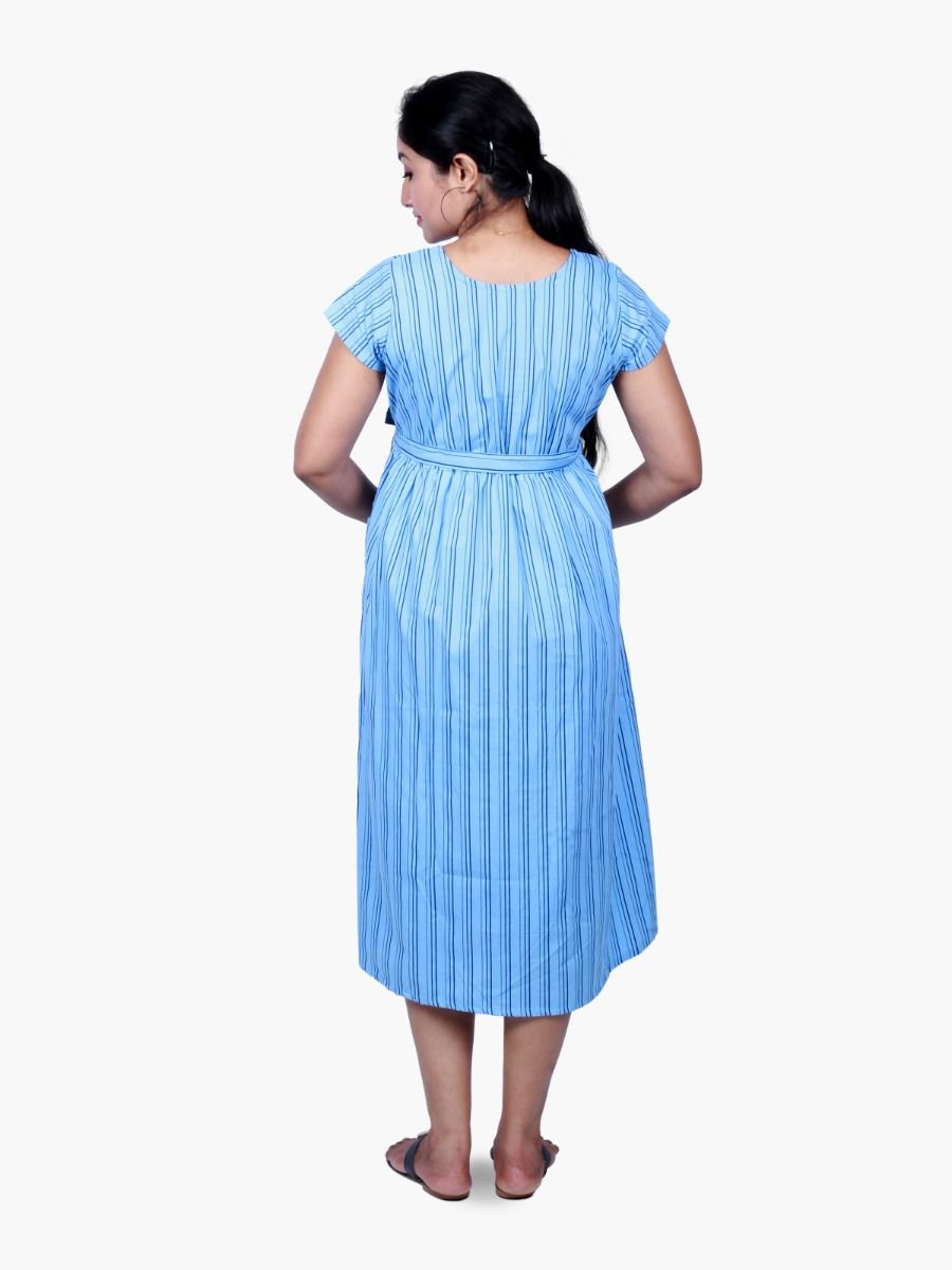 Maternity Midi Dress with FREE MASK (LINES)