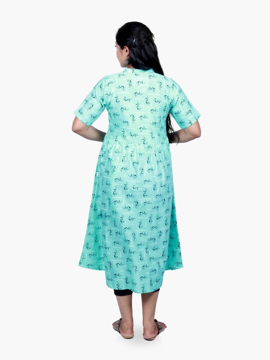 Maternity Midi Dress with FREE MASK (NAIROBI AQUA BLUE)
