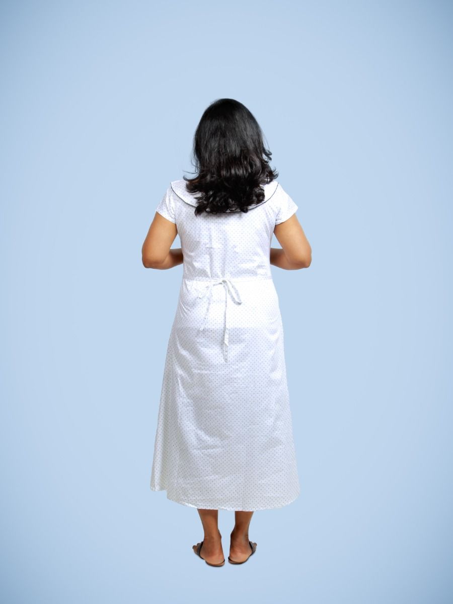 Maternity & Nursing Short night gown with FREE MASK-Maika White