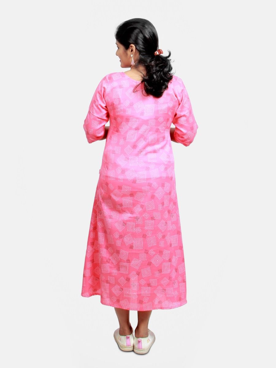 Maternity Midi Dress-Rithu Pink