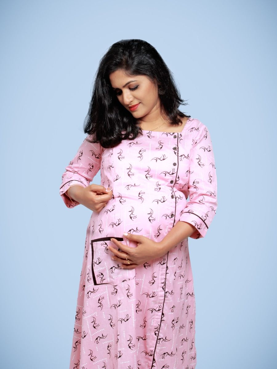 Nursing Kurta with FREE MASK -Sikha Pink