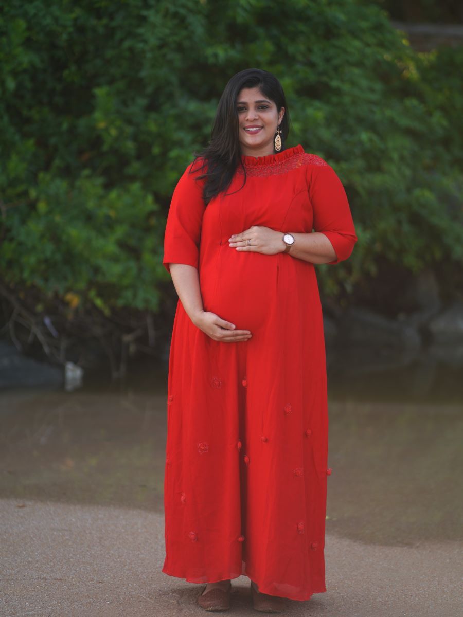 Maternity Photo Gown - Dark Red