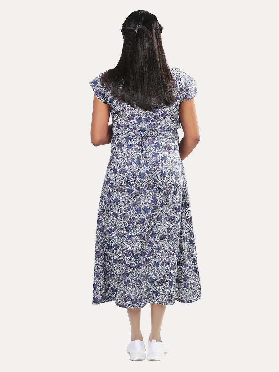 Maternity Nightie Short with Free Mask (Hemal Dark Blue)