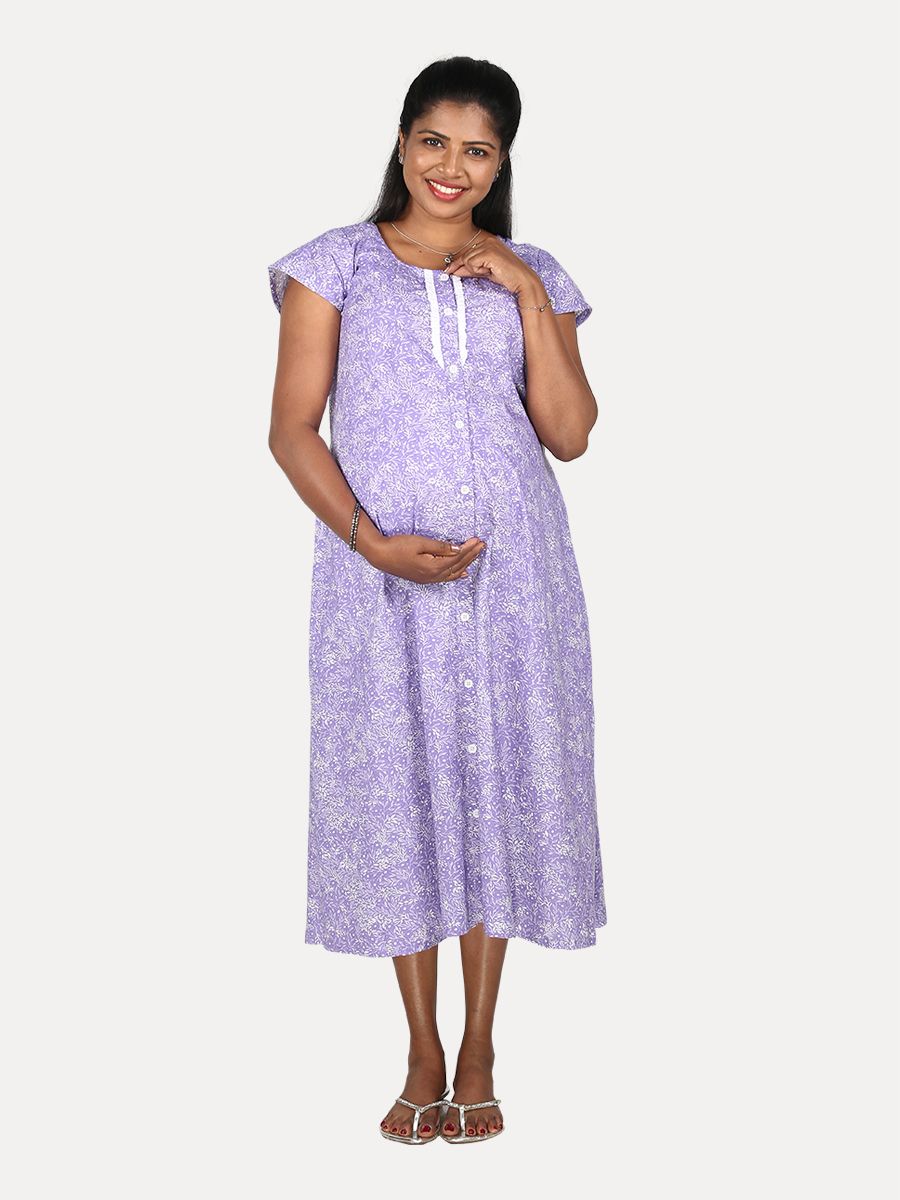 Maternity Nightie Short with Free Mask (Mia Purple)