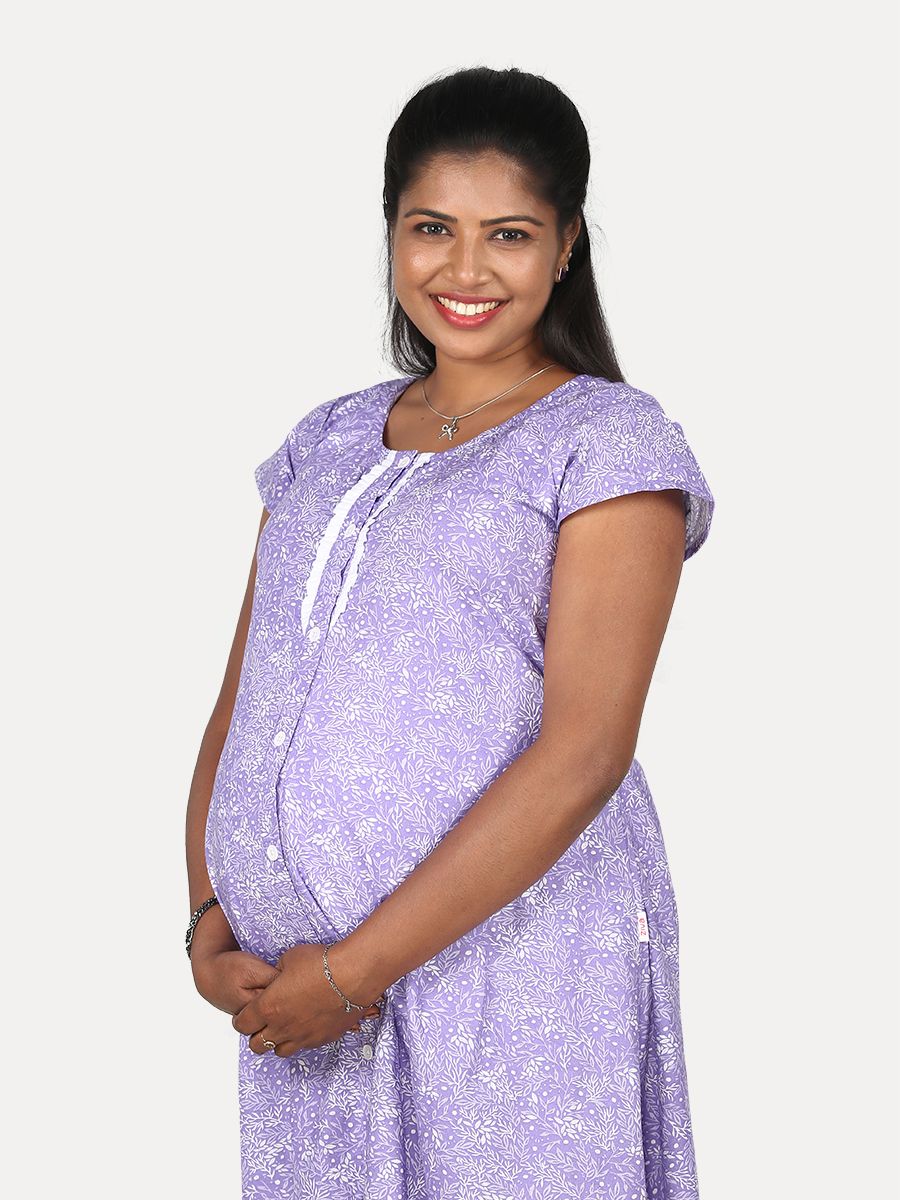 Maternity Nightie Short with Free Mask (Mia Purple)