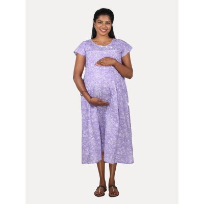 Maternity Nightie Short with FREE MASK(Bani Purple)