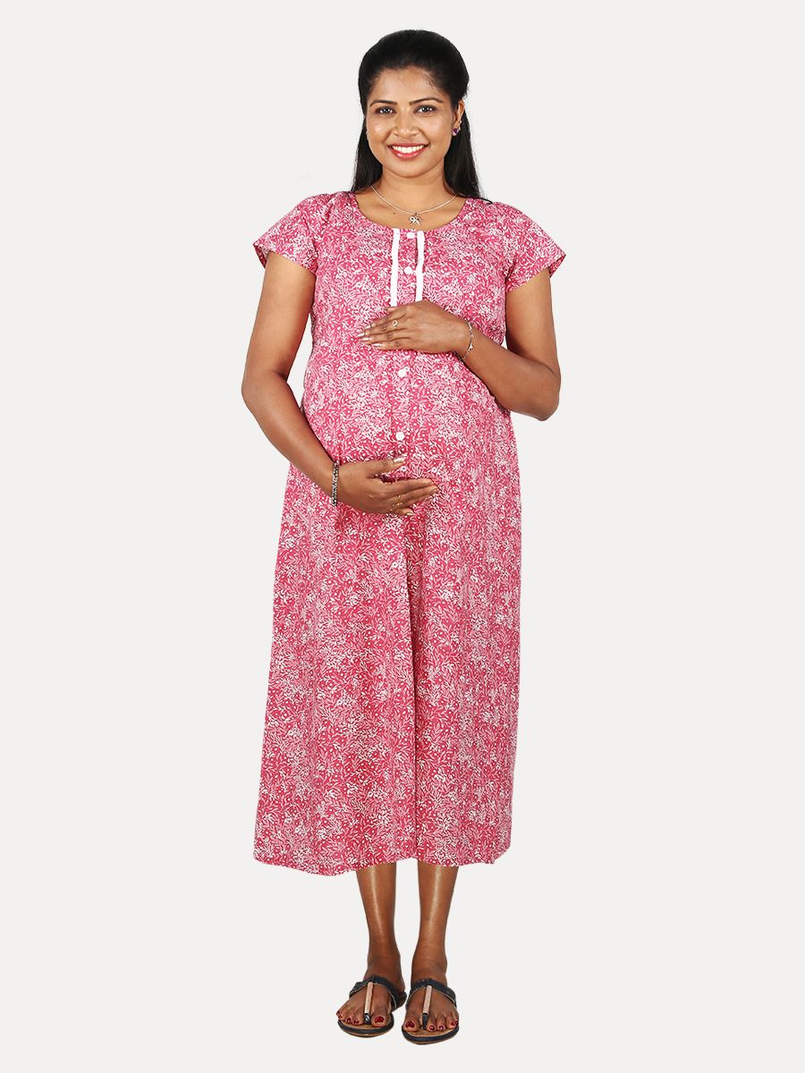 Maternity Nightie Short with Free Mask (Mia Red)