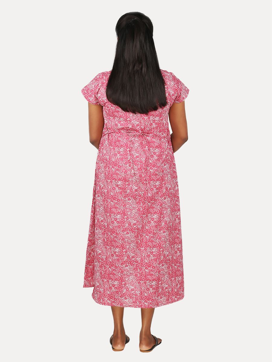 Maternity Nightie Short with Free Mask (Mia Red)