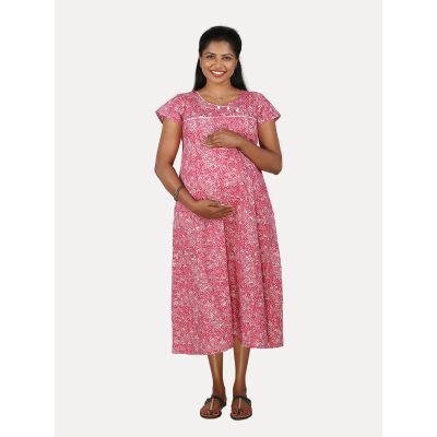 Maternity Nightie Short with Free Mask (Bani Red)