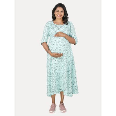 Maternity Nightie Short with Free Mask (Elyn Green)