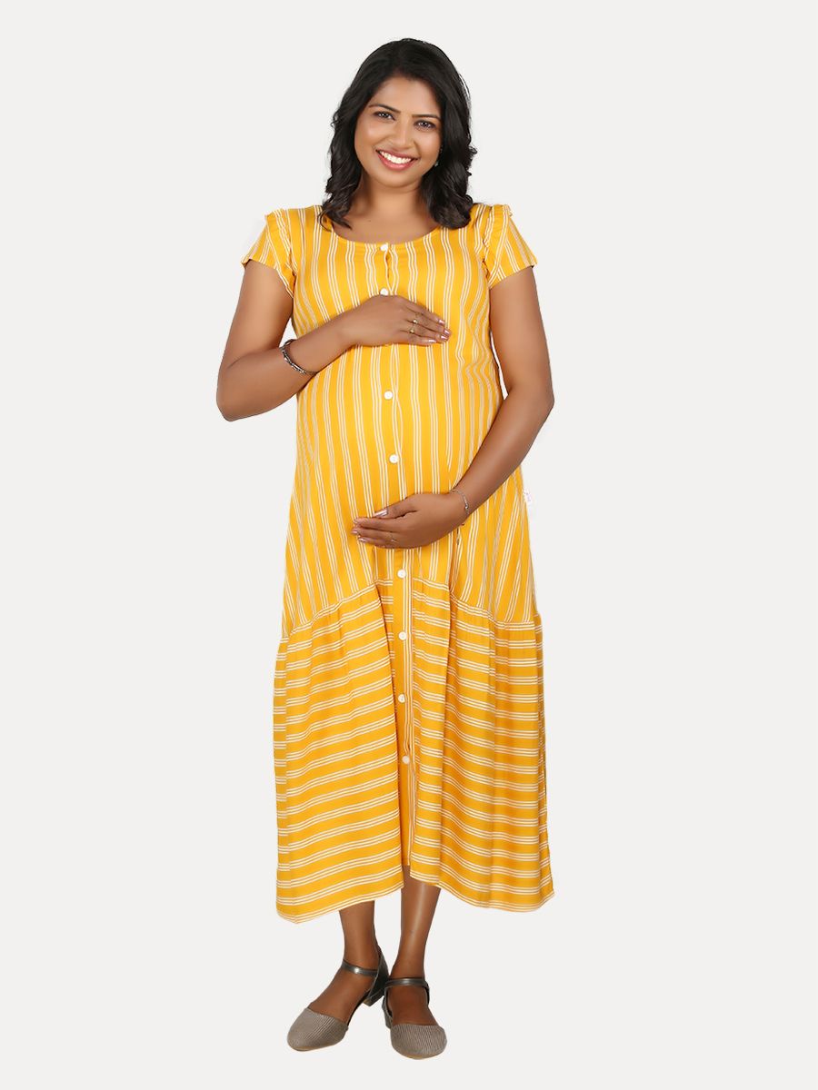 Maternity Nightie Short with Free Mask (Dola Yellow)