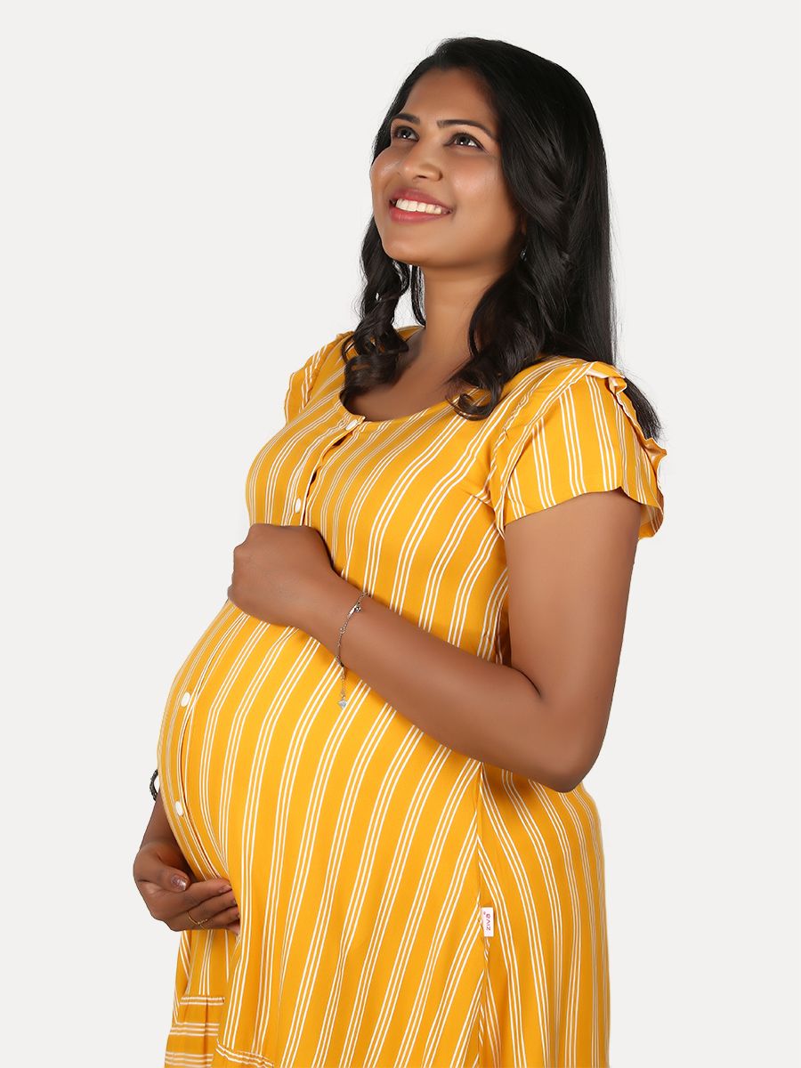 Maternity Nightie Short with Free Mask (Dola Yellow)