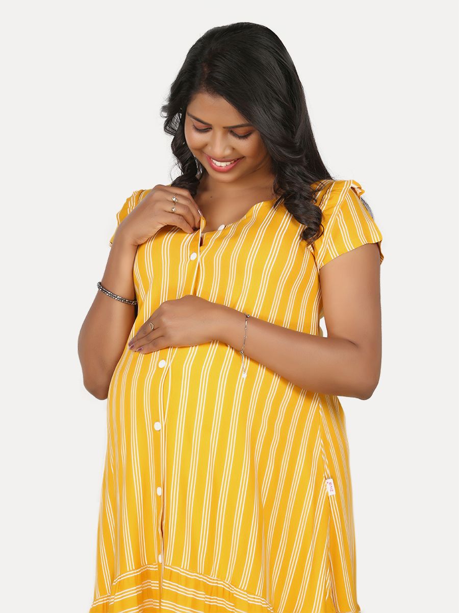 Maternity Nightie Short with Free Mask (Dola Yellow)