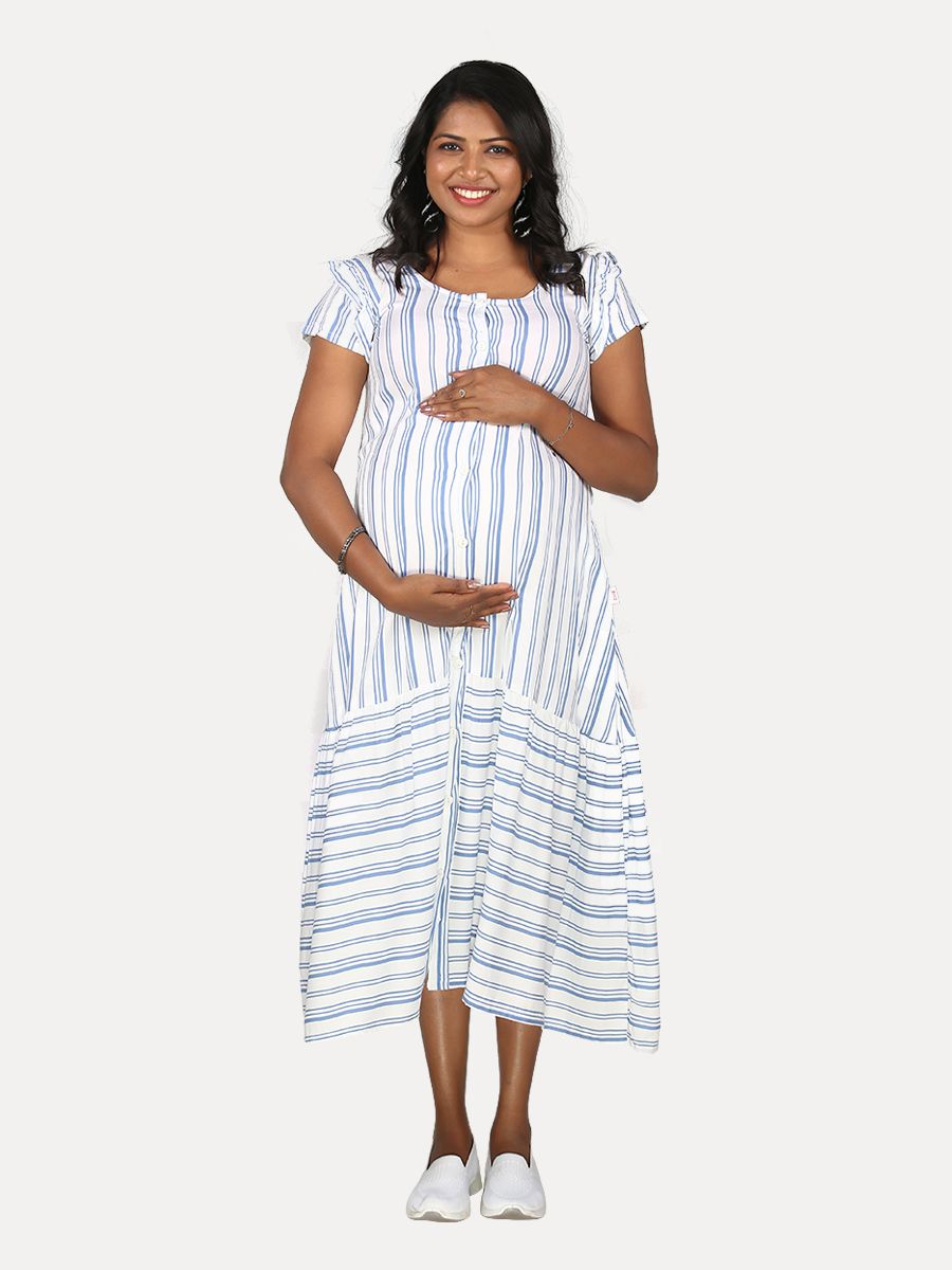 Maternity Nightie Short with Free Mask (Dola White)