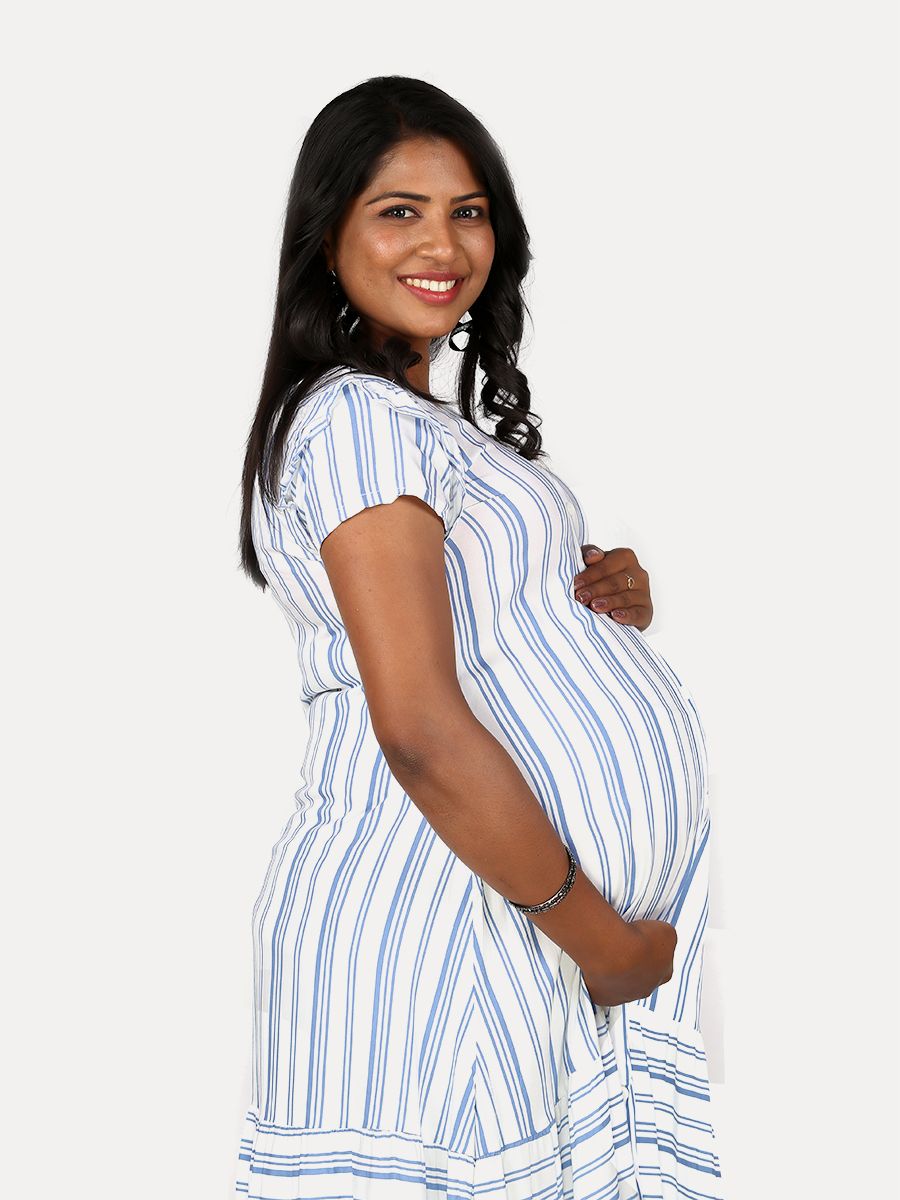 Maternity Nightie Short with Free Mask (Dola White)