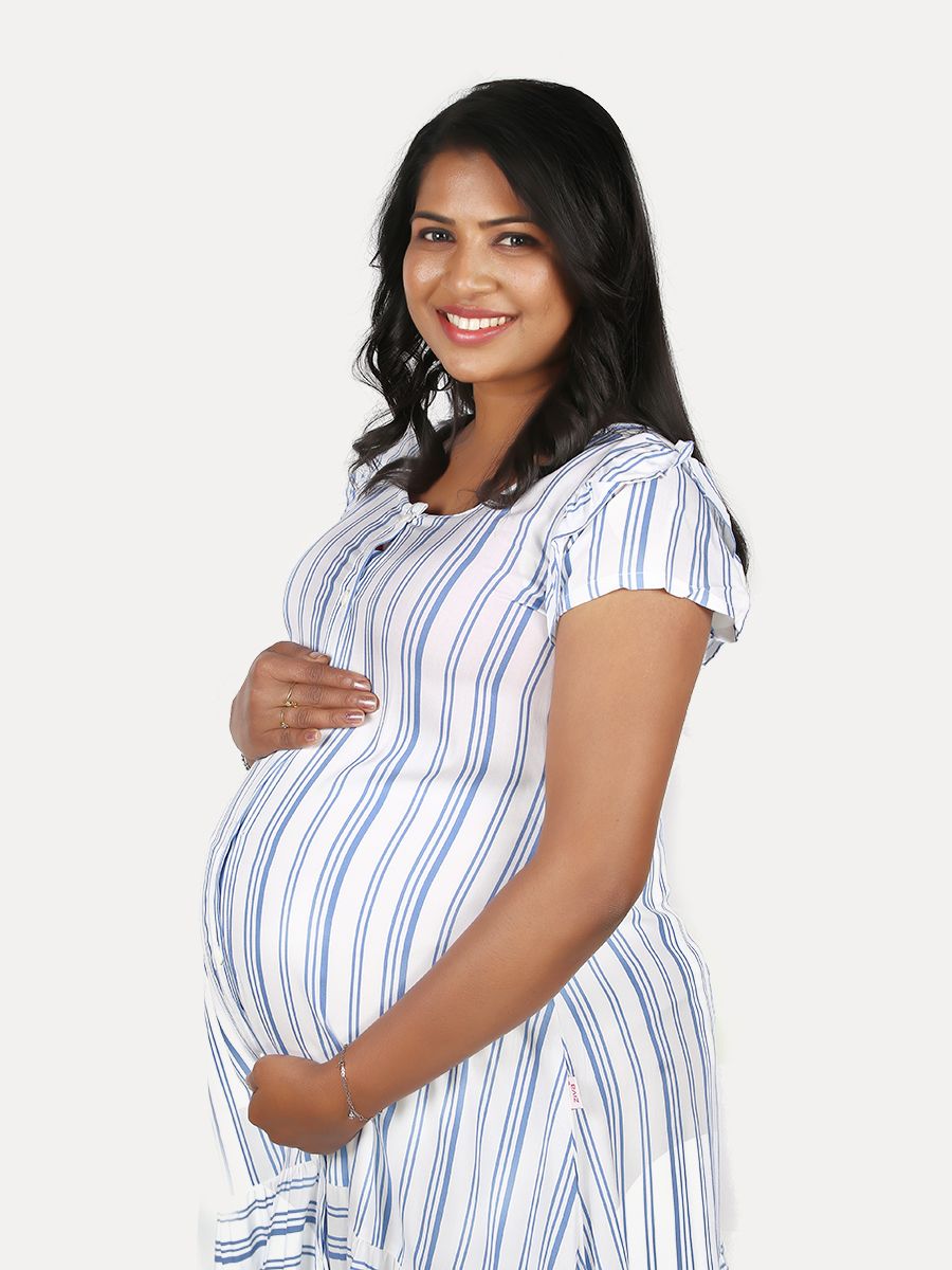 Maternity Nightie Short with Free Mask (Dola White)