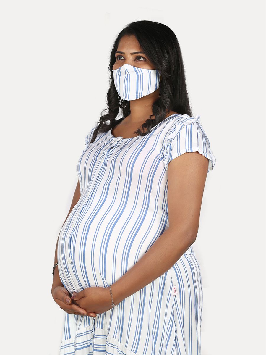 Maternity Nightie Short with Free Mask (Dola White)