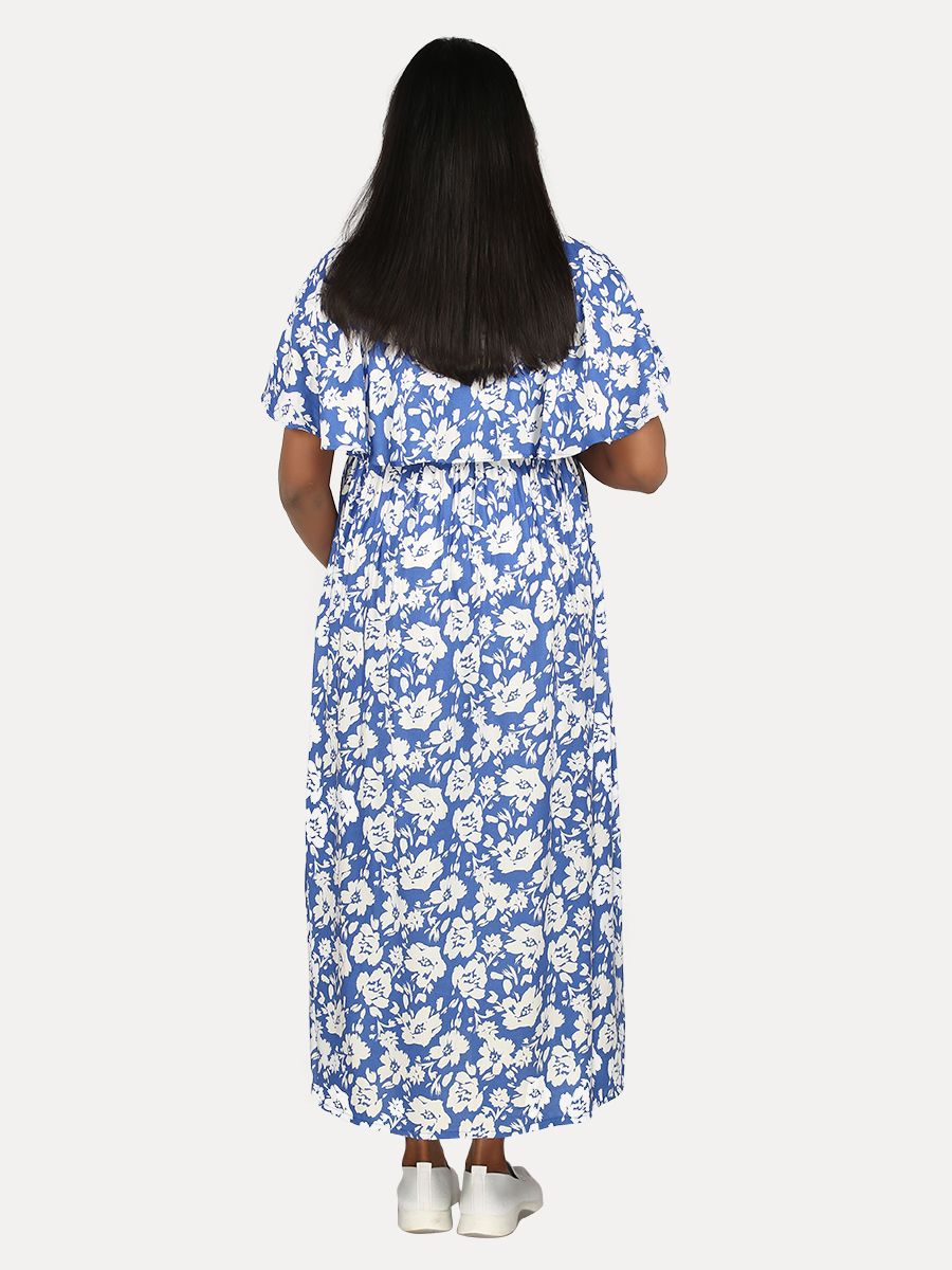 Maternity Nightie Short with Free Mask (Fin Blue)