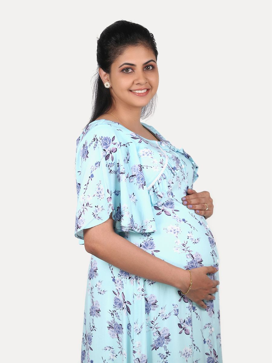 Maternity Nightie with FREE MASK(Tihu Blue)