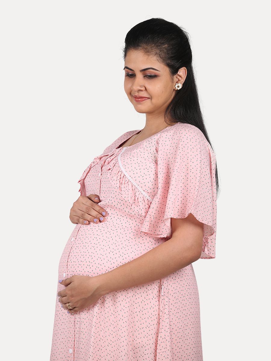 Maternity Nightie with FREE MASK(Tihu Pink)