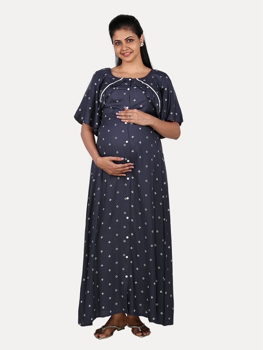 Maternity Nightie with FREE MASK(Tihu Navy Blue)