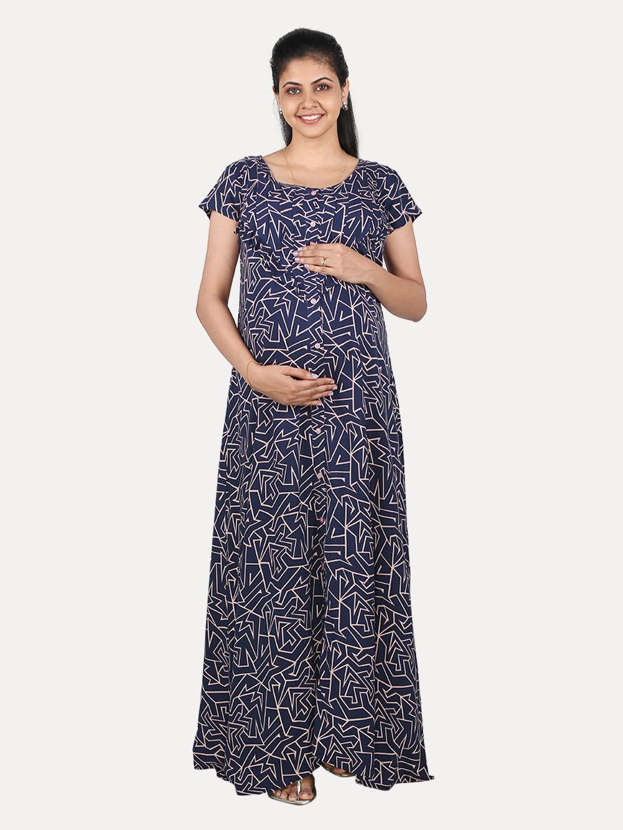 Maternity Nightie With Free Mask (Zamora Blue)