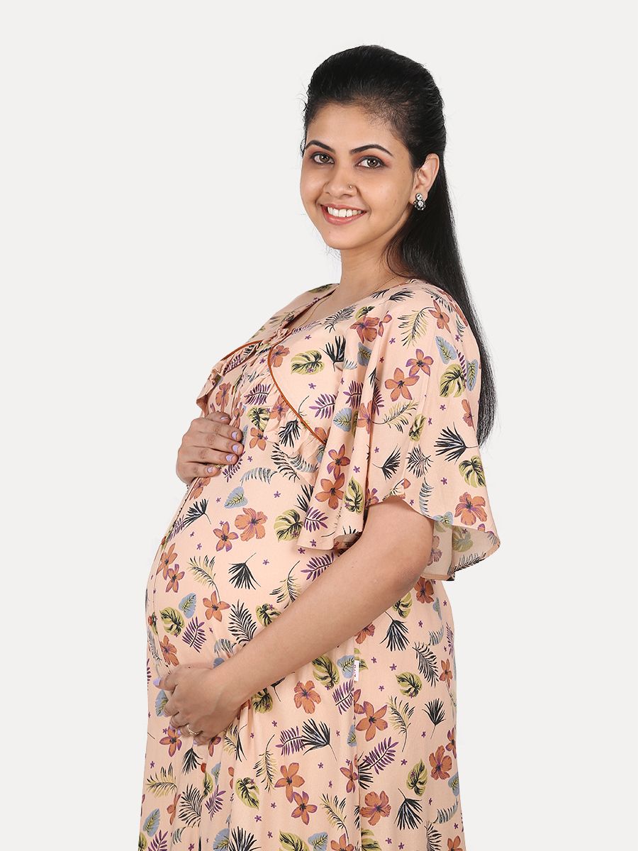 Maternity Nightie with FREE MASK(Tihu Beige)