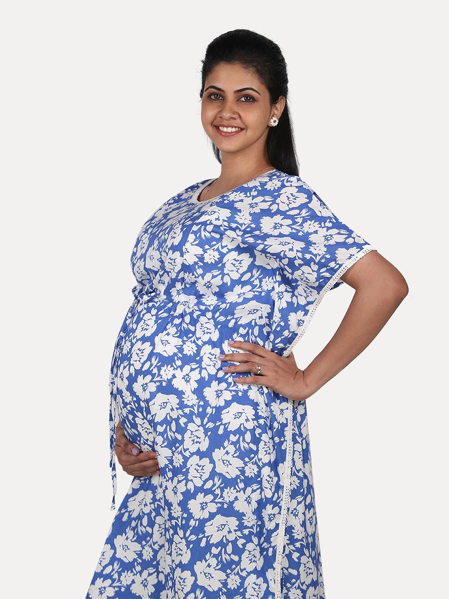 Maternity Nightie With Free Mask (Dana Blue)