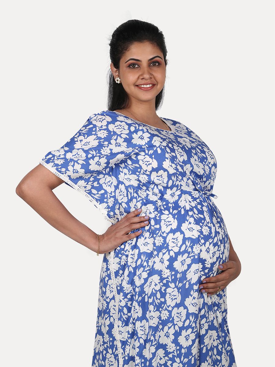 Maternity Nightie With Free Mask (Dana Blue)